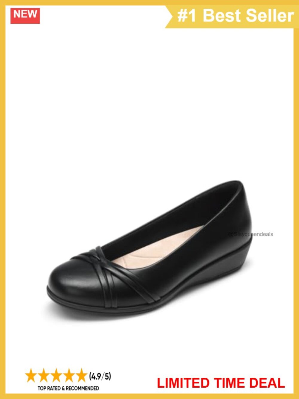 Women's Low Wedge Closed Toe Dressy Flats Faux Leather Memory Foam